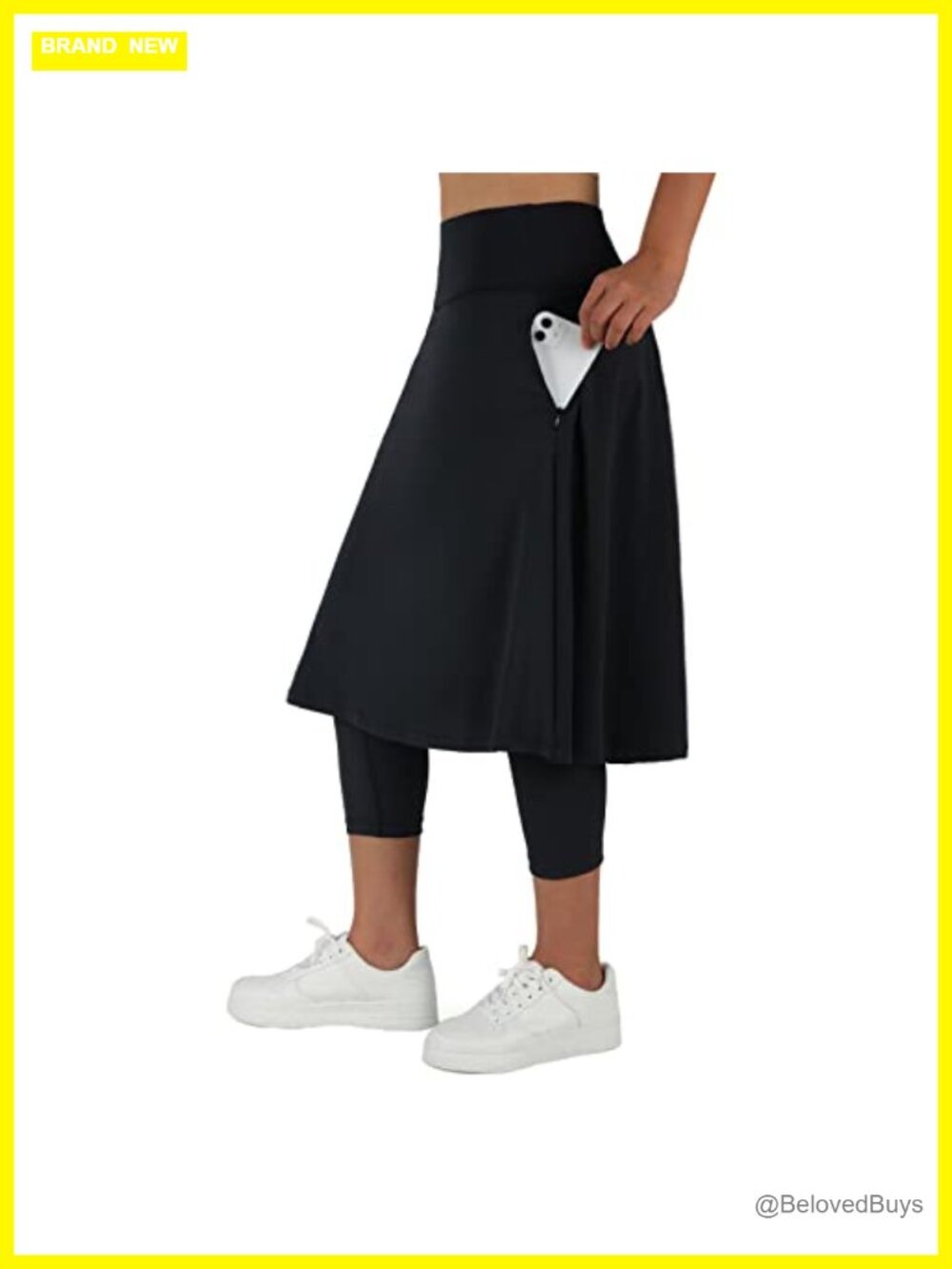 Women's Skirted Leggings Active Skirt with Capri Leggings Pockets